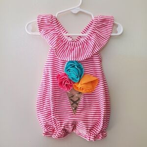 Mud Pie Floral Ice Cream Baby Romper